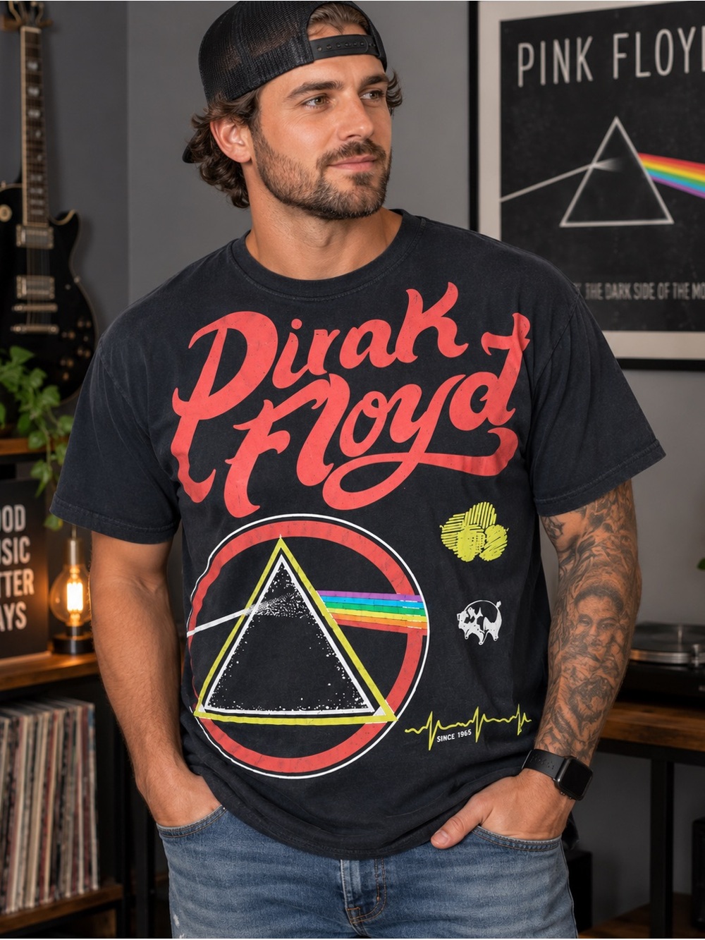 Pink Floyd T-Shirt Men’s Medium Black Dark Side of the Moon Prism Graphic Tee
